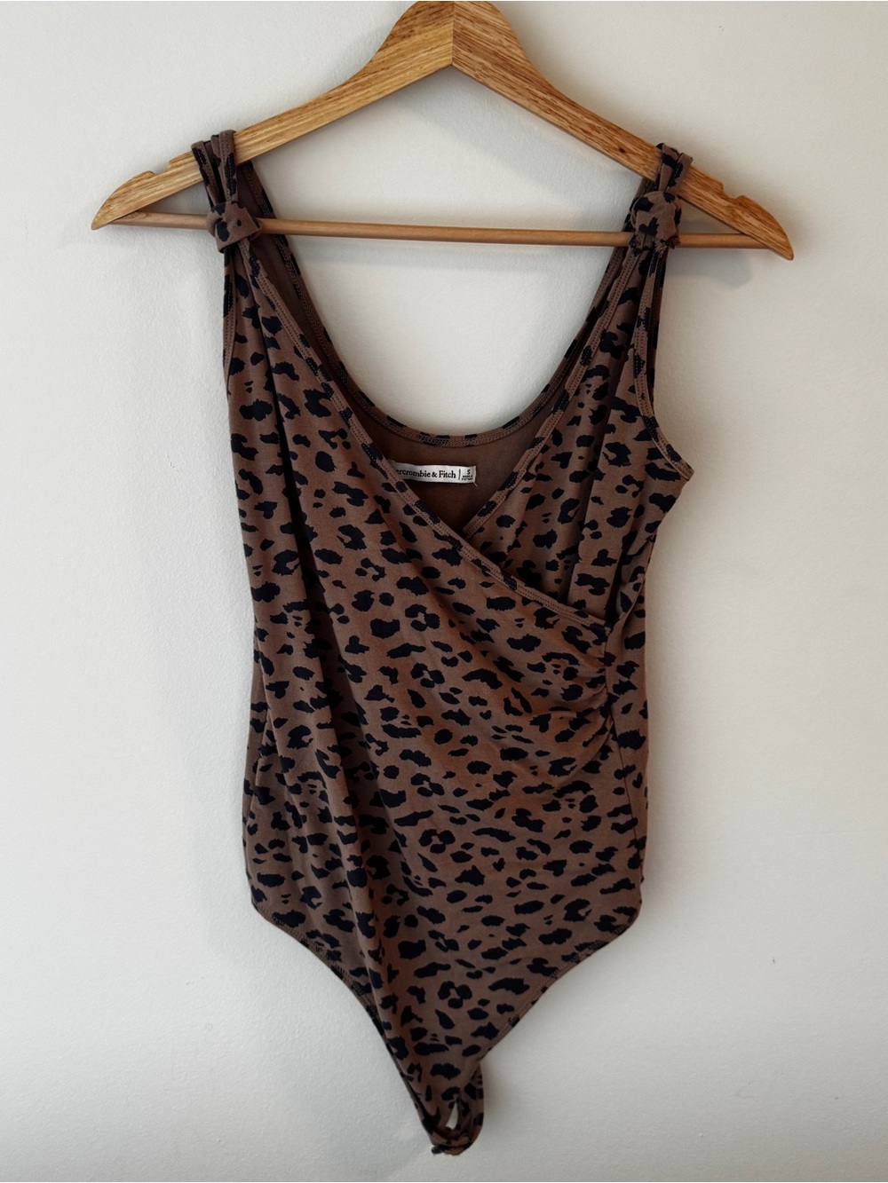 Abercrombie & Fitch Brown and Black Leopard Cheetah Wrap Bodysuit Knot Details